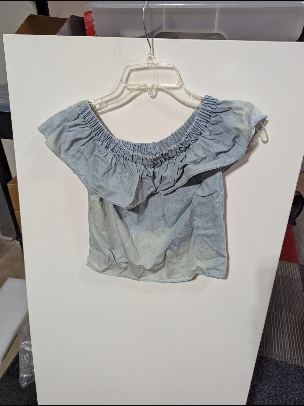 Express Light Blue Off-Shoulder Ruffled Camisole